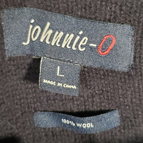 Johnnie-O Mens Wool Sweater Size Large Blue Quarter Zip Ribbed Pullover Preppy - Picture 4 of 11